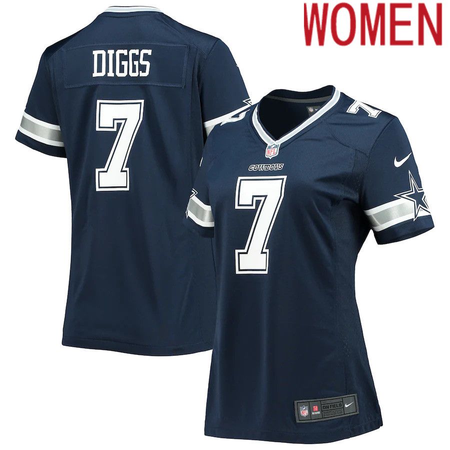 Women Dallas Cowboys 7 Trevon Diggs Nike Navy Game NFL Jersey